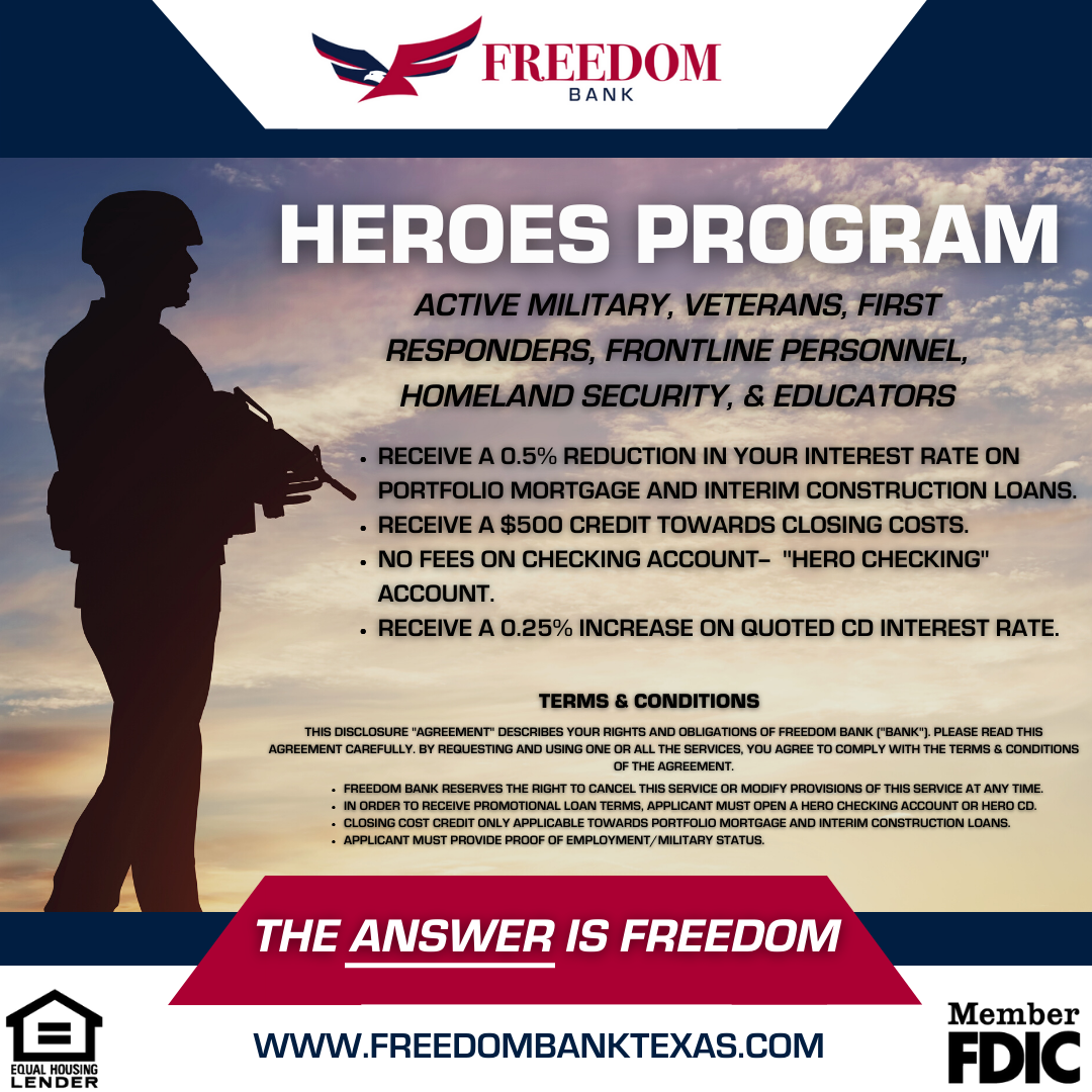 Freedom Bank > Mortgage > Heroes Program
